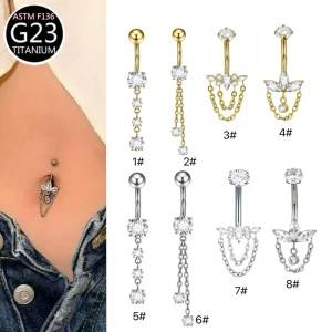 Navel Chain G23 Titanium Belly Button Piercing Jewelry Navel Rings