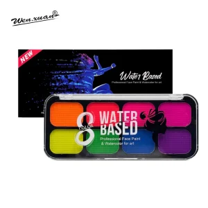 Neon 8 Fluorescent Colors Water Based Face Body Makeup Palette UV Glow Face Paint Kits