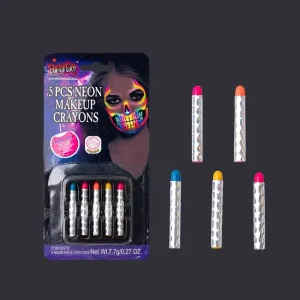 Neon Face Paint Crayon for Halloween Black Light Reactive UV Glow Dark Liquid Body Paint for Outdoor Party Costumes