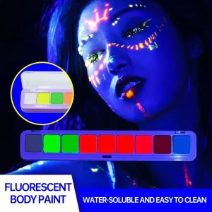 Neon Glow in Dark Face Body Painting Kit UV Reactive Colors Black Light Party Supplies Face and Body Painting