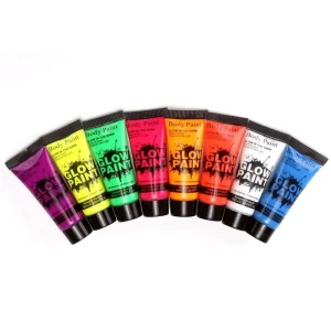 Neon UV Glitter Gouache Paint Stick Rainbow Glow in Dark Face and Body Paint Crayon for Halloween Makeup