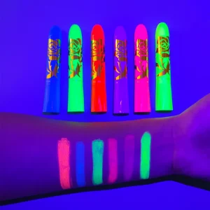 Neon UV Rainbow Glow in Dark Crayon Kids Halloween Makeup Face and Body Paint Stick for Children’s Age Group