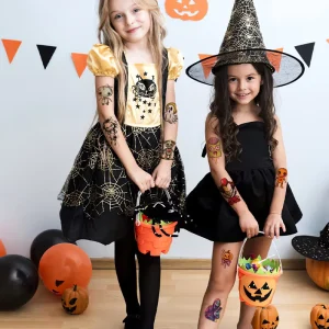 New 24 Children’s Cartoon Waterproof Safe and Harmless Halloween Funny Creative Arm and Face Temporary Tattoo Stickers