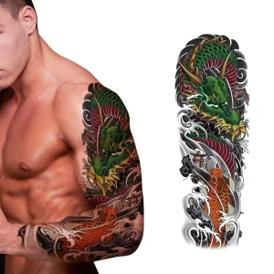 New Adult Fashionable Full Arm Temporary Tattoo Sticker Sleeve White Cartoon Warrior Design Limited Time Offer Body Art Print