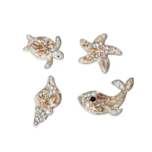 New Arrival Handmade PVC Rhinestone Beaded Pearl Shell Appliques 3D Starfish Jellyfish Sea Turtle Star Patches