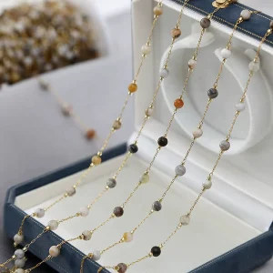 New Arrival Non-Tarnish Bikini Jewelry Body Chain Stainless Steel Chain Jewelry Natural Stone Belly Chain for Women