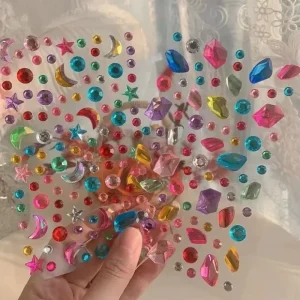 New Arrival Star Moon Ice Cube Candy Colorful Girl Face Decoration DIY Self adhesive 3D Gem Crystal Sticker Modern Simple