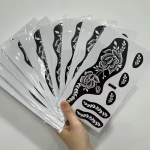 New Brown PVC Henna Tattoo Stencil Hand Painted Temporary Body Art on Paper for Party Use Back of Hand Hollow Design