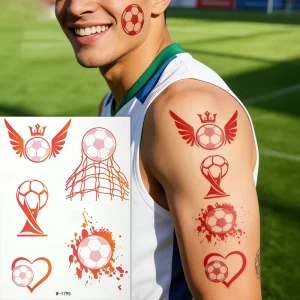 New Cartoon Football Tattoo Stickers Temporary Tattoo Sticker Non Toxic Waterproof Paper Temporary Tattoo Stickers