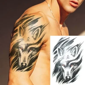 New Colorful Lively Fox Wolf Design Paper Sexy Fashionable Water Resistant Temporary Tattoo Stickers for Women Men Adults Teens