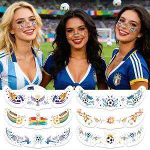 New Cross Border Eco Friendly Paper Football Face Stickers Fan Clubs Sports Events Waterproof Temporary Facial Tattoo