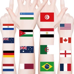 New Cross Border for Flag Water Transfer Printed Tattoo Stickers for International Sports Events & Temporary Face Use