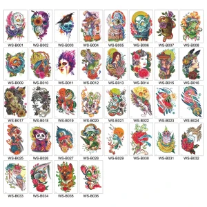 New Custom Halloween Tattoo Stickers Water Transfer Temporary Men and Women Waterproof Half Arm Chest Thigh Tattoo Sticker