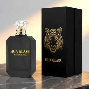 New Design Black Frosted Glossy Octagonal Glass Perfume Bottle 10ml 30ml 50ml 100ml with Gift Box Packaging