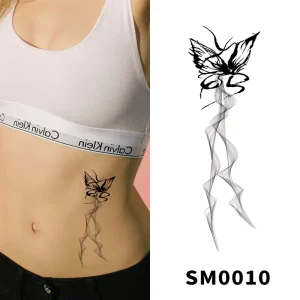 New Design Black and White Butterfly Waterproof Temporary Tattoo Stickers for Male and Female
