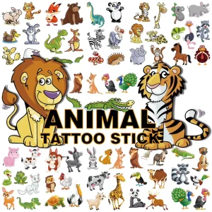 New Design Kids Temporary Cute Cartoon Art Animals Waterproof Body Tattoo Sticker