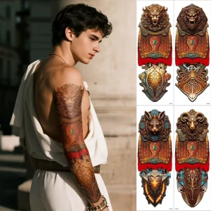 New Design Twelve Chinese Zodiac Signs Paper Water Slide Tattoos Customizable Sleeve Decals Temporary Waterproof Large Size