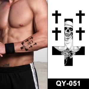 New Designs Body Makeup Tattoo Sticker Water Transfer Temporary Cross Tattoos for Men