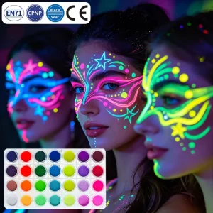 New Glow in Dark UV Neon Color Mineral Water Activated Invisible Washable Cosmetic Face Body Paint Eyeliner Makeup