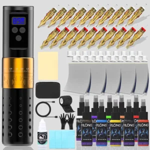 New H-Model Professional Durable Permanent Rotary Aluminum Alloy Tattoo Machine Set Cartridge Microblade Needle Pen Kit Body