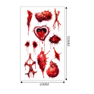 New Halloween Scar Tattoo Stickers Waterproof Horror Style Bloody Wound Design Party Ready Temporary Disposable Body Art Tattoos