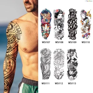 New Large Design Body Full Arm Decorative Sticker Waterproof Temporary Sticker Tattoos Tattoo Sticker Accept Custom Designs
