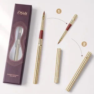 New Magnetic 100% Kolinsky Nail Brush Privatel Label Custom Portable Metal Handle Gold Nails Brush Acrylic Kolinsky #2/4/6