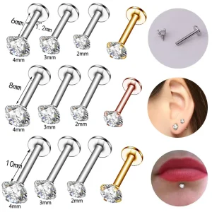 New Multicolor Shiny Lip Piercing Women Stainless Steel Jewelry Zircon Lip Ring Zirconia crystal piercin