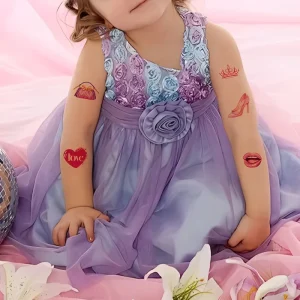New Pink Waterproof Sweatproof Disposable Tattoo Stickers for Girls Temporary Party Gift Stickers for Children