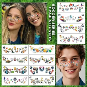 New Soccer Fan Face Temporary Tattoos for Football Clubs & Matches