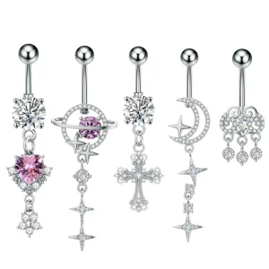 New Stainless Steel Body Jewelry Navel Disc Moon Cross Planet Belly Button Stud Unisex Birthday Gift Accessories