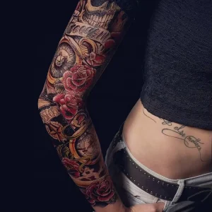 New Styles Men Women Body Art Large Fake Full Leg Full Arm Temporary Flower Tattoo