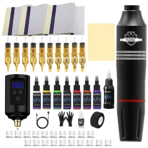 New Tattoo Machine Full Set Tattoo Pen Gun Kit with 10pcs Tattoo Cartridge Needles