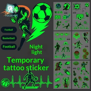 New Weixi Luminous Football Basketball Rugby Sports Water Transfer Tattoo Stickers Waterproof Long lasting Business Gift