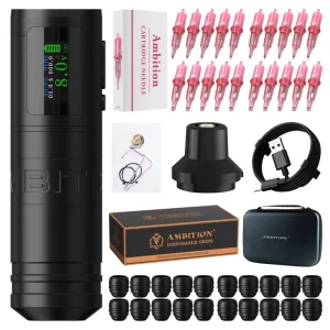 Ninja Ultra 1900mAh 3.5mm 4mm Stroke Professional Wireless Tattoo Pen Machine with 20pcs Cartridge and Disposable Grip