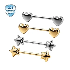 Nipple Ring ASTM F136 Titanium Heart Shape Straight Barbell Nipple Piercing Jewelry Set Body Piercing Jewelry