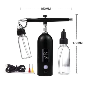 No-Clean Clog-Proof Airbrush for Model Painting & Gundam Kit with Constant PSI & LED Monitor