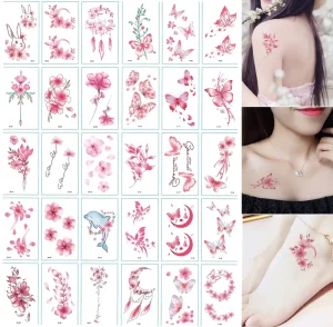 No Repeat Flower Temporary Tattoo Stickers Waterproof Tattoos for Women Sexy Arm Clavicle Body Art Hand Foot for Girl