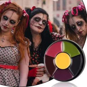 Non Toxic 6 Color Oil Based Waterproof Long Lasting Face & Body Paint for Christmas Halloween Parties All Ages