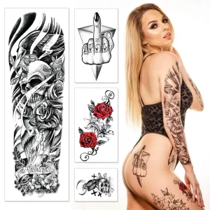Non Toxic Color Ink Printing Men Women Fake Body Tattoo Tribal Arm Sticker Tato Temporary