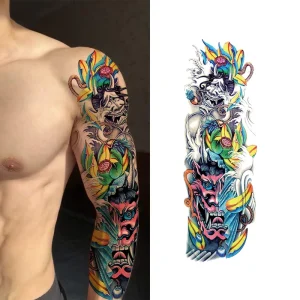 Non-Toxic Custom Designs Fashion Waterproof Temporary Tattoo Stickers Water Transfer Decals Full Arm School Flash Men