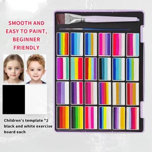 Non Toxic Kid Safe 24 Color Gradient Face Paint Kit with Brushes & Templates for EU US Body Painting Supplies