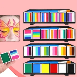 Non-Toxic Rainbow Split Cake Face Paint Water-Based Body Art Face Paint Private Label