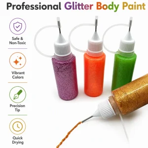 Non Toxic Safe Washable Kid Friendly Eco Friendly Water Based DIY Art Craft Festival Carnival Makeup Kids Glitter Gel Body Paint