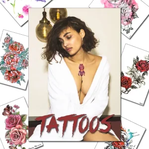 Non Toxic Stock 10000+ Designs Sexy Women Flower Rose Color Tatoo Temporary Body Art Stickers Fake Tattoos Waterproof For Girls