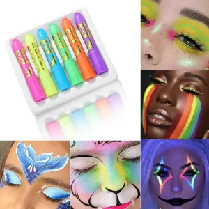 Non Toxic UV Fluorescent Body Paint for Halloween Makeup Colorful Face and Body Painting Supplies