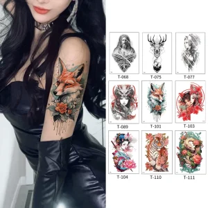 Non Toxic Women’s Sexy Rose Temporary Tattoo Sticker White Paper Flower Arm Face Application Customized Design Tattoos