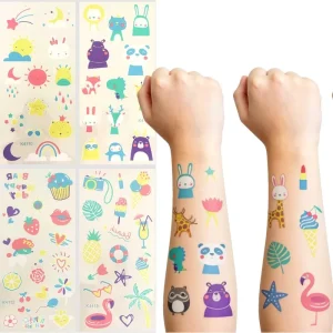 Non toxic Cartoon Stickers Easy to Clean Custom Logo Waterproof Water Transfer Temporary Tattoo Stickers for Kids