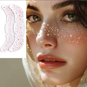 Non-toxic Glitter Gold Foil Freckles Concert Style Waterproof Face Temporary Tattoo Stickers For Party Face Decor