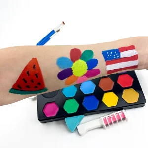 Non-toxic Washable Kids Face Paint Kit, Water-based Body Face Painting Palette with Brushes Sponge for Halloween Party Cosplay
